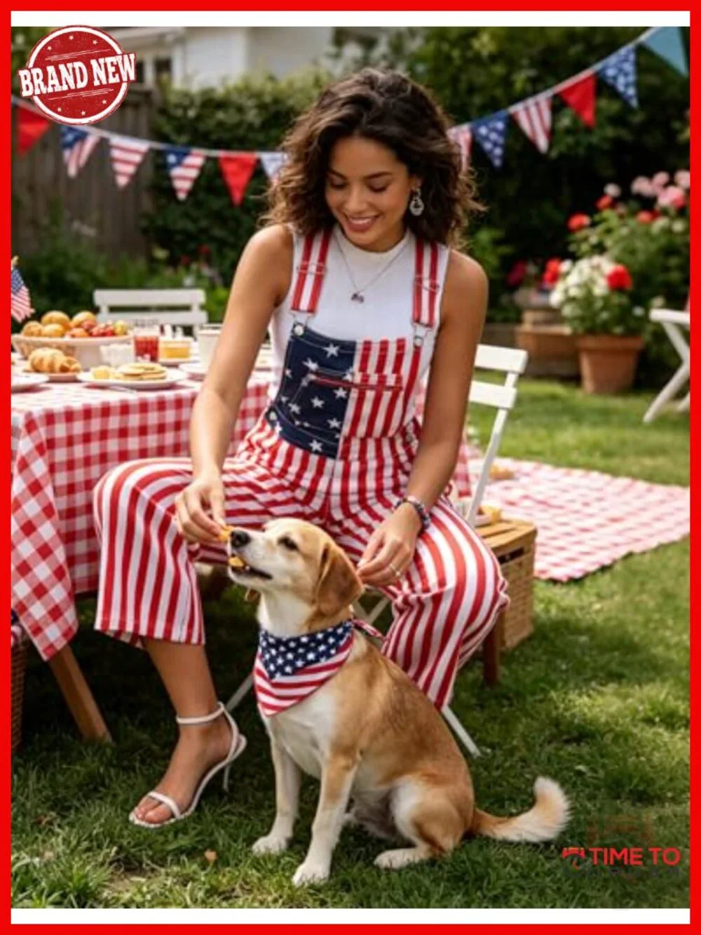 American Flag Overalls Jumpsuit Romper with Pockets Adjustable Straps